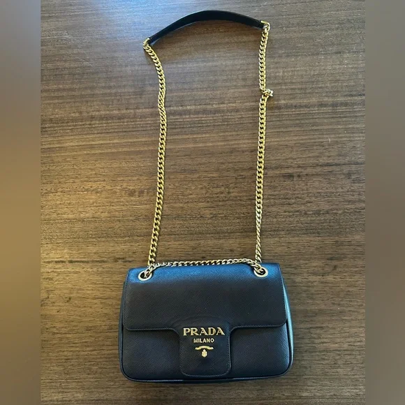 Black Prada Saffiano leather Pattina bag
